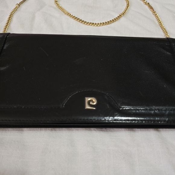 Pierre Cardin Vintage Black Patent Leather Clutch Shoulder Bag Goldtone Chain - Picture 3 of 10